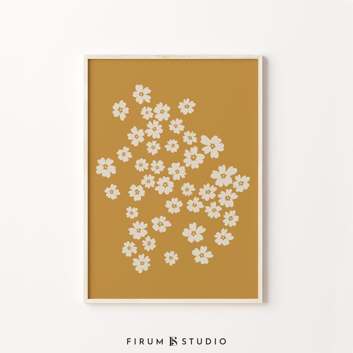 Mustard Yellow Boho Floral Art Print, Nordic Decor - Image 2