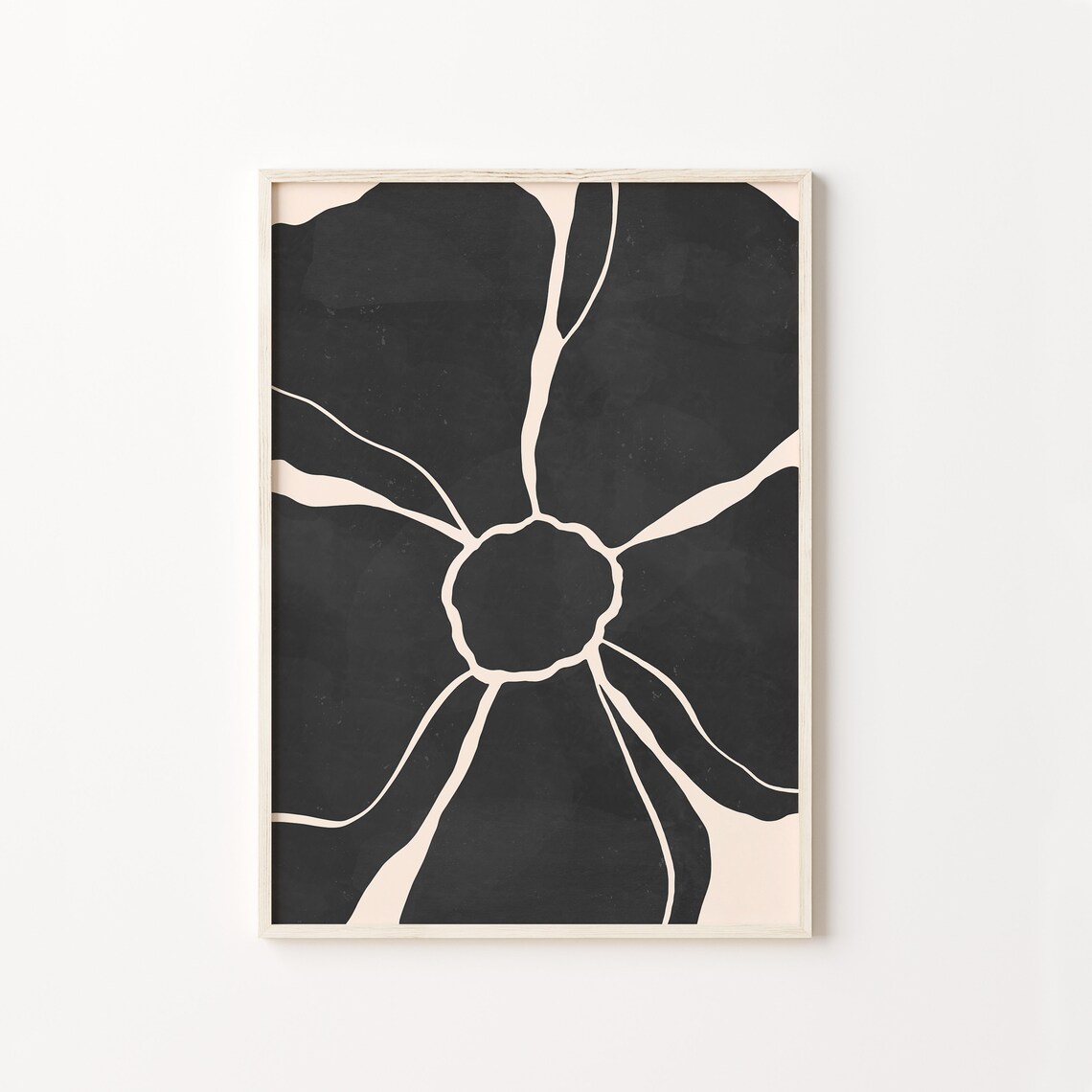 Black And Beige Flower Art Print, Organic Minimalist Boho - Image 2