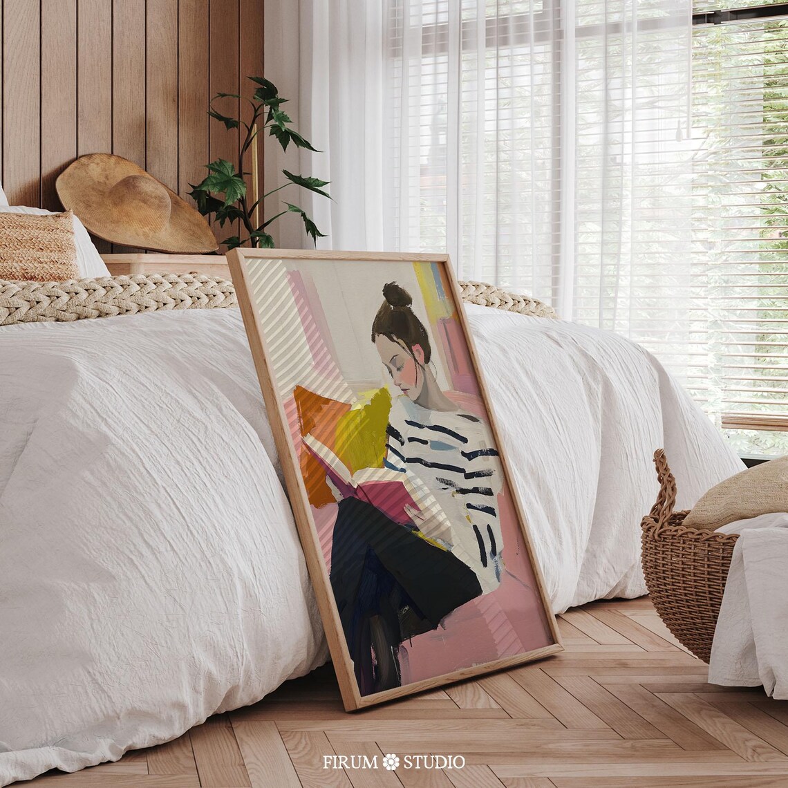 Woman Reading Book Cozy Abstract Oil Painting Book Lover Poster - Image 2