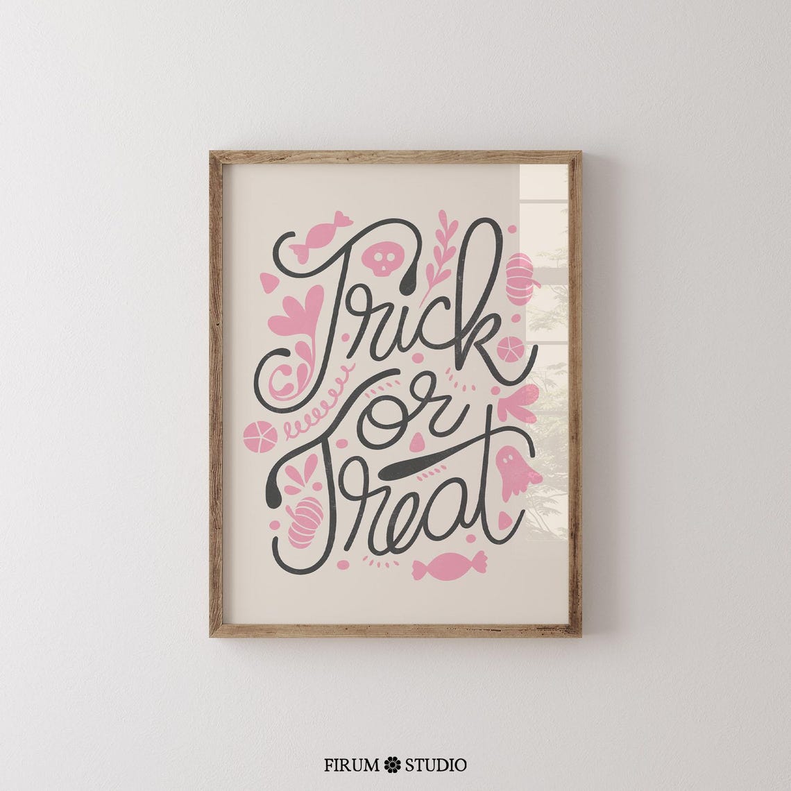 Trick Or Treat Pink Halloween Art Print