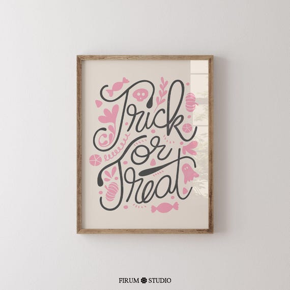 Trick Or Treat Pink Halloween Art Print