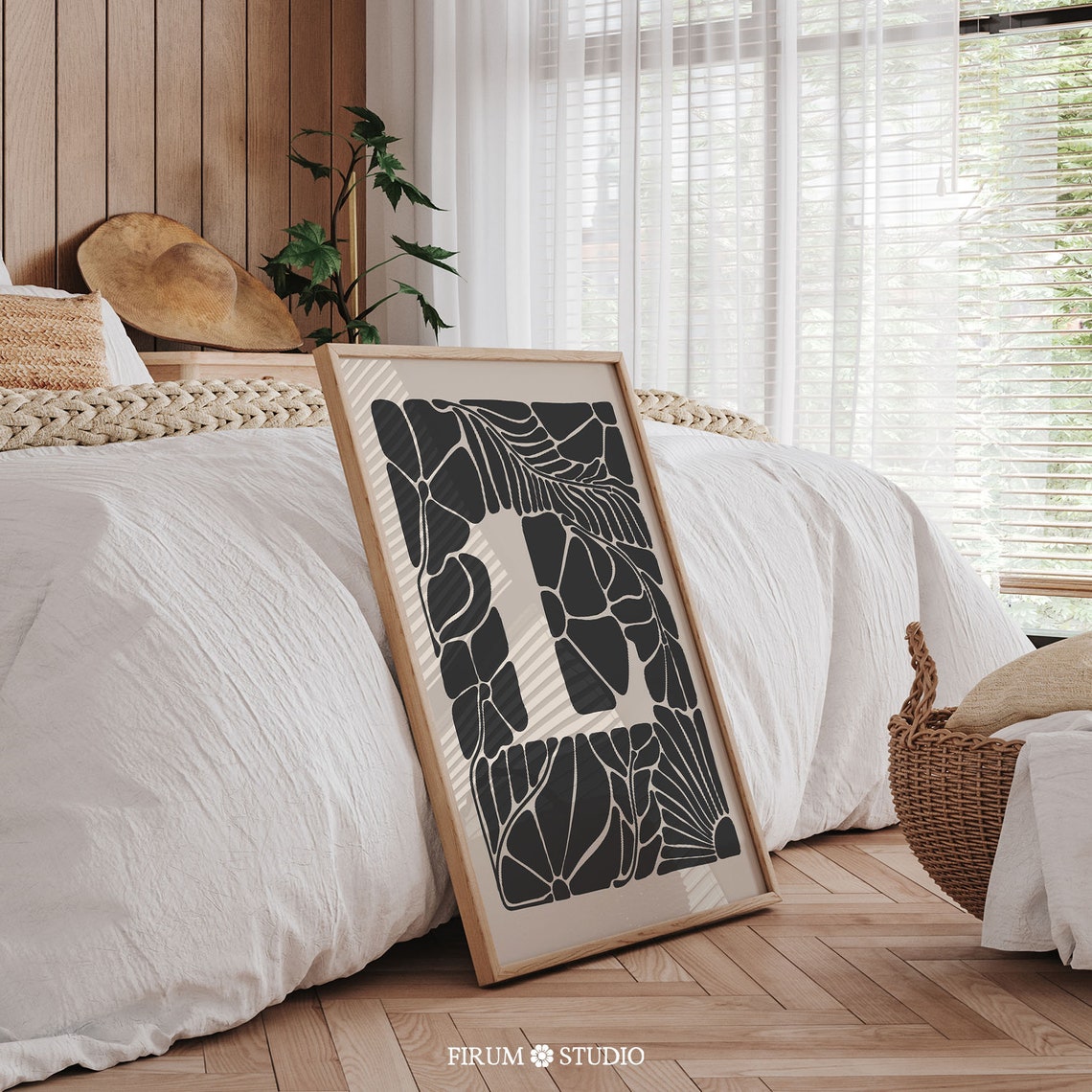 Letter L Monogram with Black Leaves Botanical Initial Poster - Image 2