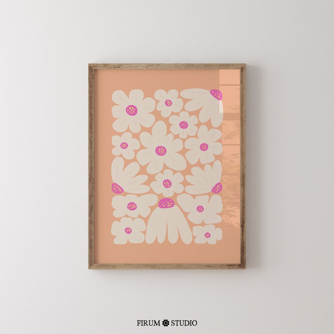 Peach and Cream Daisies Pink Centers Cheerful Floral Art Poster