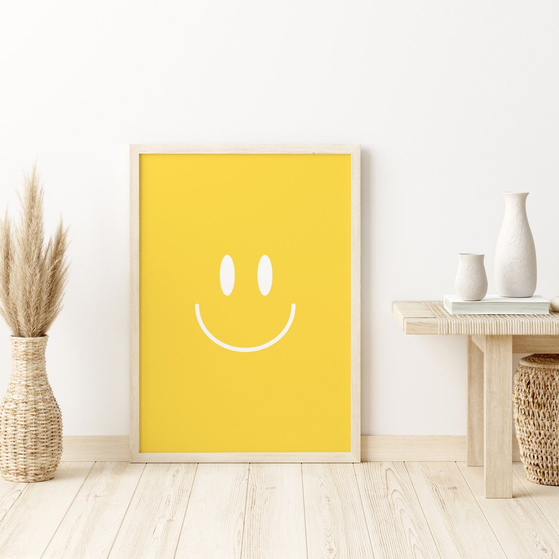 Bright Yellow Smiley Face Minimalist Retro Happy Decor Poster - Image 2