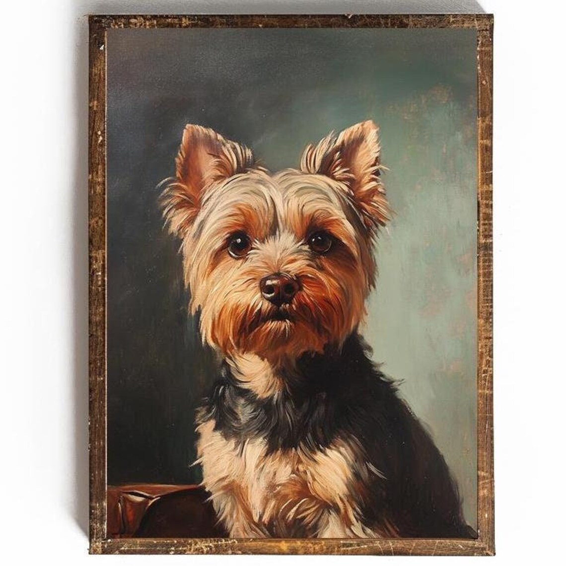 Yorkshire Terrier Portrait In Vintage Oil Painting Style Dog Poster
