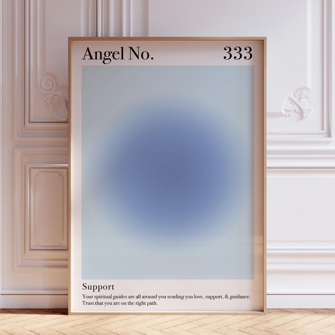 Angel Number 333 Support Moody Slate Blue Aura Gradient Poster
