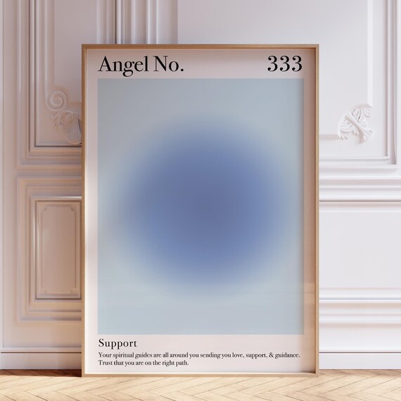 Angel Number 333 Support Moody Slate Blue Aura Gradient Poster