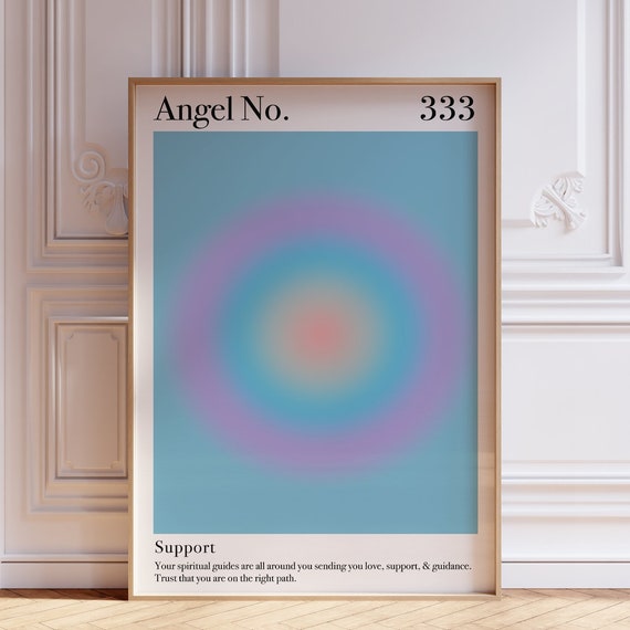 Blue Aura Poster 333 Angel Number Zen Wall Art Print Psychedelic Spiritual Meditation