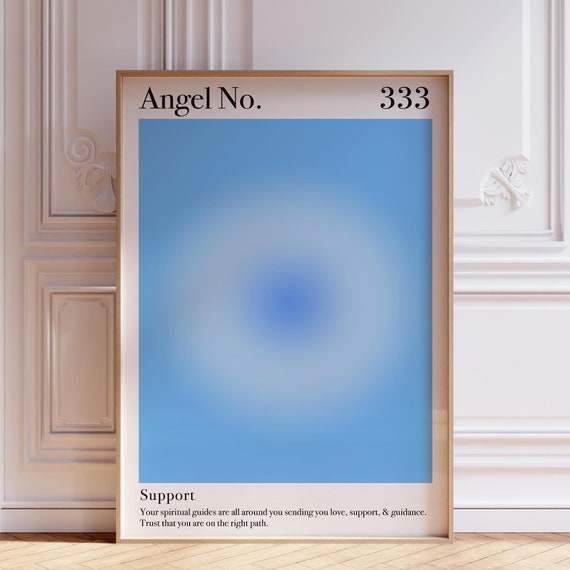 Blue Aura Poster 333 Angel Number Zen Wall Art Print Psychedelic Spiritual Meditation