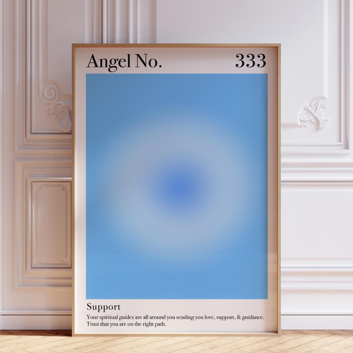 Blue Aura Poster 333 Angel Number Zen Wall Art Print Psychedelic Spiritual Meditation