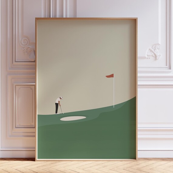 Golf Minimalist Retro Poster for Man Cave Office