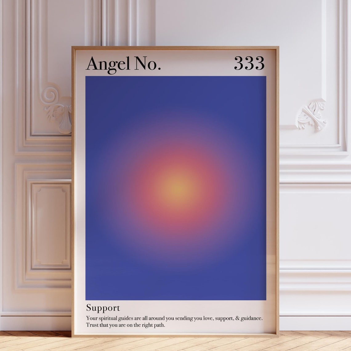 Angel Number 333 Support Deep Indigo Aura Glow Gradient Poster