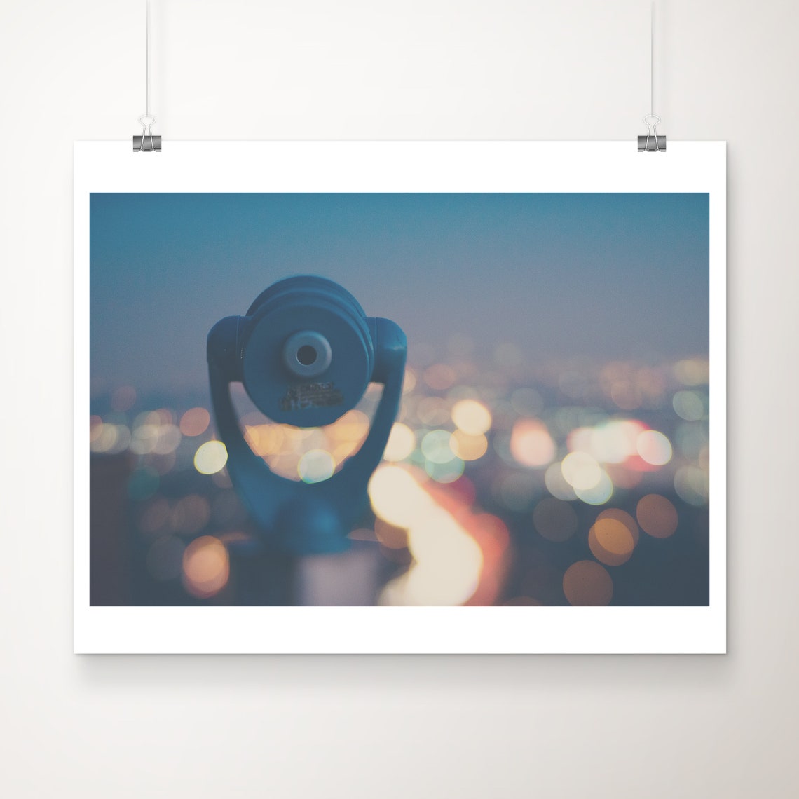 Los Angeles Night View Through Binoculars Mulholland Photo Poster
