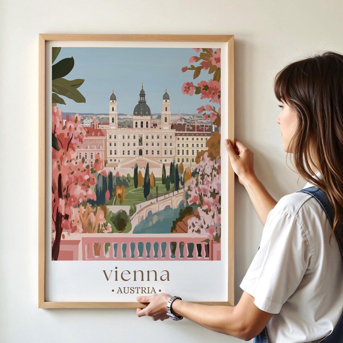 Vienna Austria Scenic Travel Poster Schnbrunn Palace Art European City Wall Decor Travel Themed Home Decoration Wall Print Austria Art