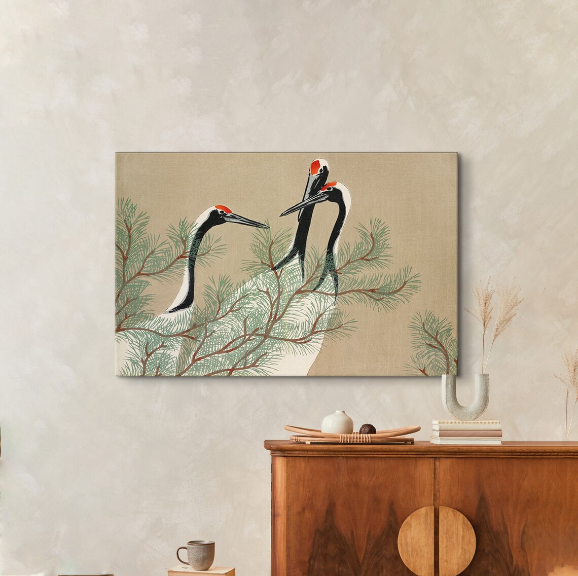 Cranes From Momoyogusa Flowers Of A Hundred Generations By Kamisaka Sekka Paintings Vintage Birds Poster Animal Friendship Print - Image 2