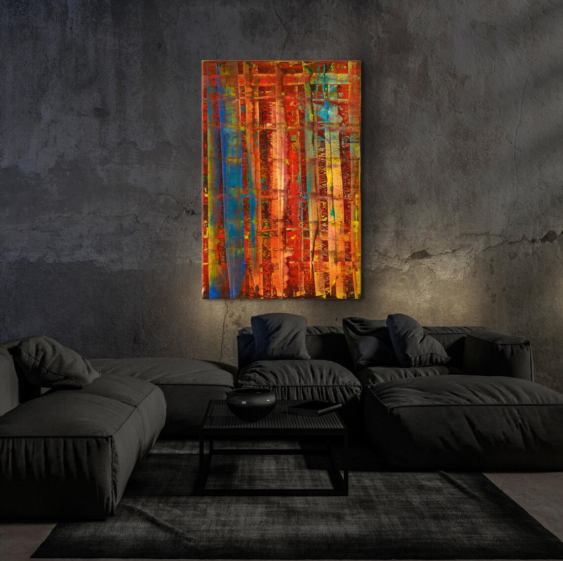 Gerhard Richter-Inspired Colorful Glass Art Print - Image 2