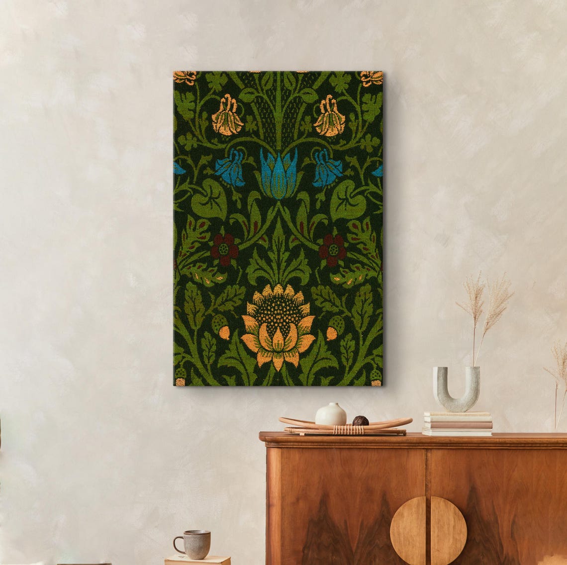 William Morris Columbine Botanical Textile Pattern Green Poster - Image 2