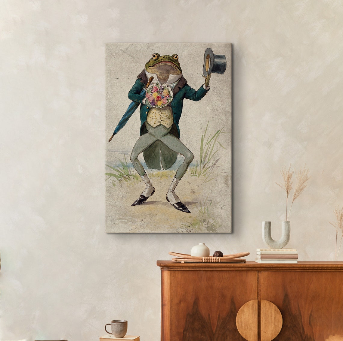 Dapper Frog Gentleman In Tuxedo Top Hat Bouquet Vintage Poster - Image 2