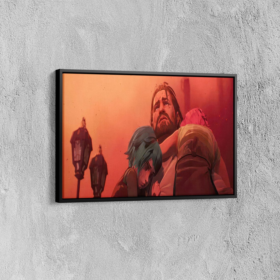 Arcane Vander Carrying Jinx and Powder in a Fiery Scene Poster - Image 7