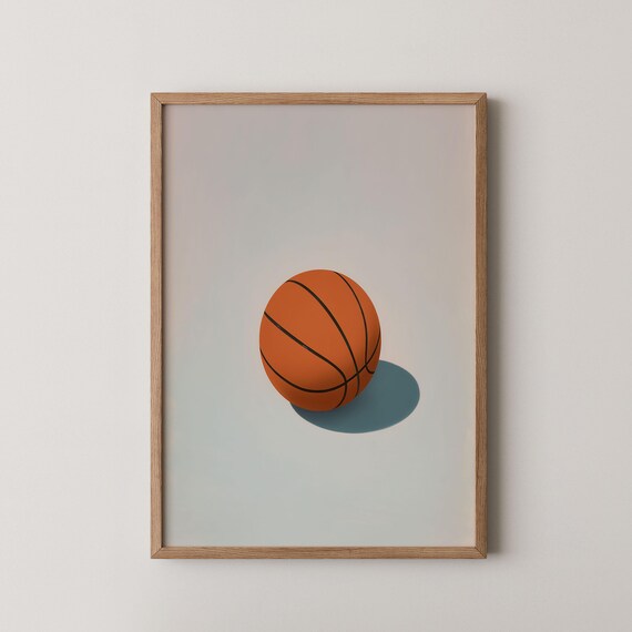 Minimalist Orange Basketball On Neutral Background Sports Art Poster