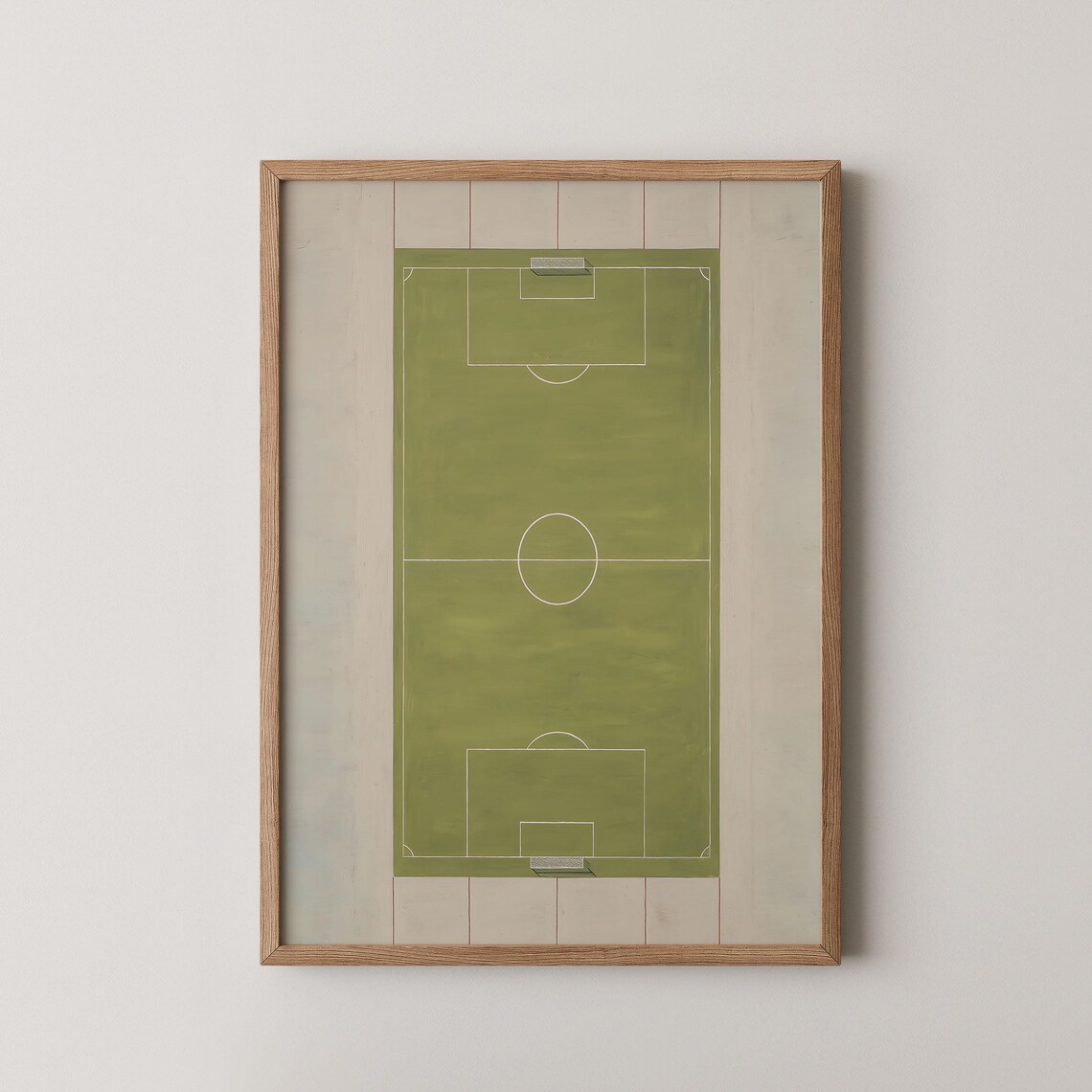 Soccer Field Aerial View Art Poster Minimalist Football Pitch Wall Decor