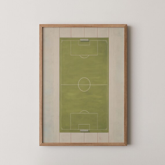 Soccer Field Aerial View Art Poster Minimalist Football Pitch Wall Decor