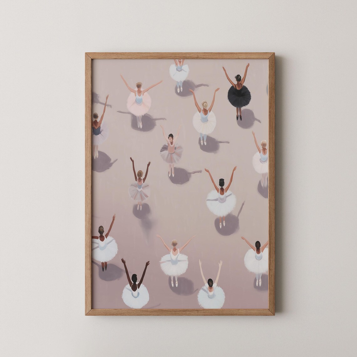 Ballerinas From Above Tutu Pattern Dance Illustration Pastel Pink Poster