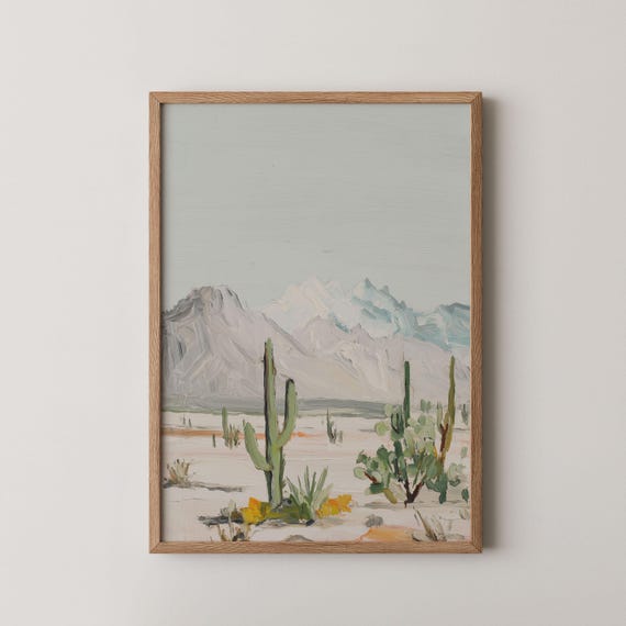 Mexican Cactus Art Print Vintage Desert Boho Home Decor