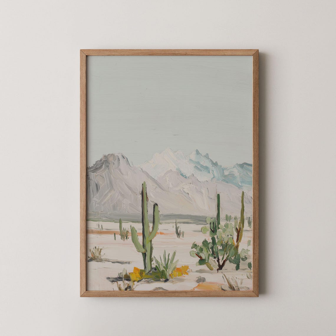 Desert Mountains Saguaro Cactus Landscape Art Print Boho Wall Decor