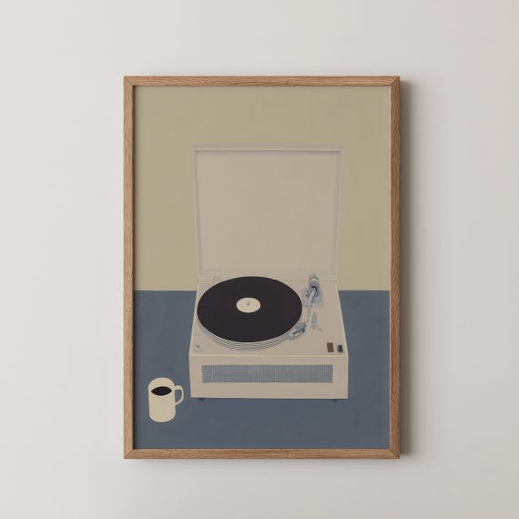 Record Player Poster Morning Cafe Music Lover
