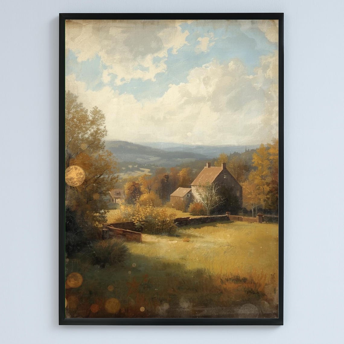 Autumn Countryside Realism Painting Warm Rustic Landscape Poster