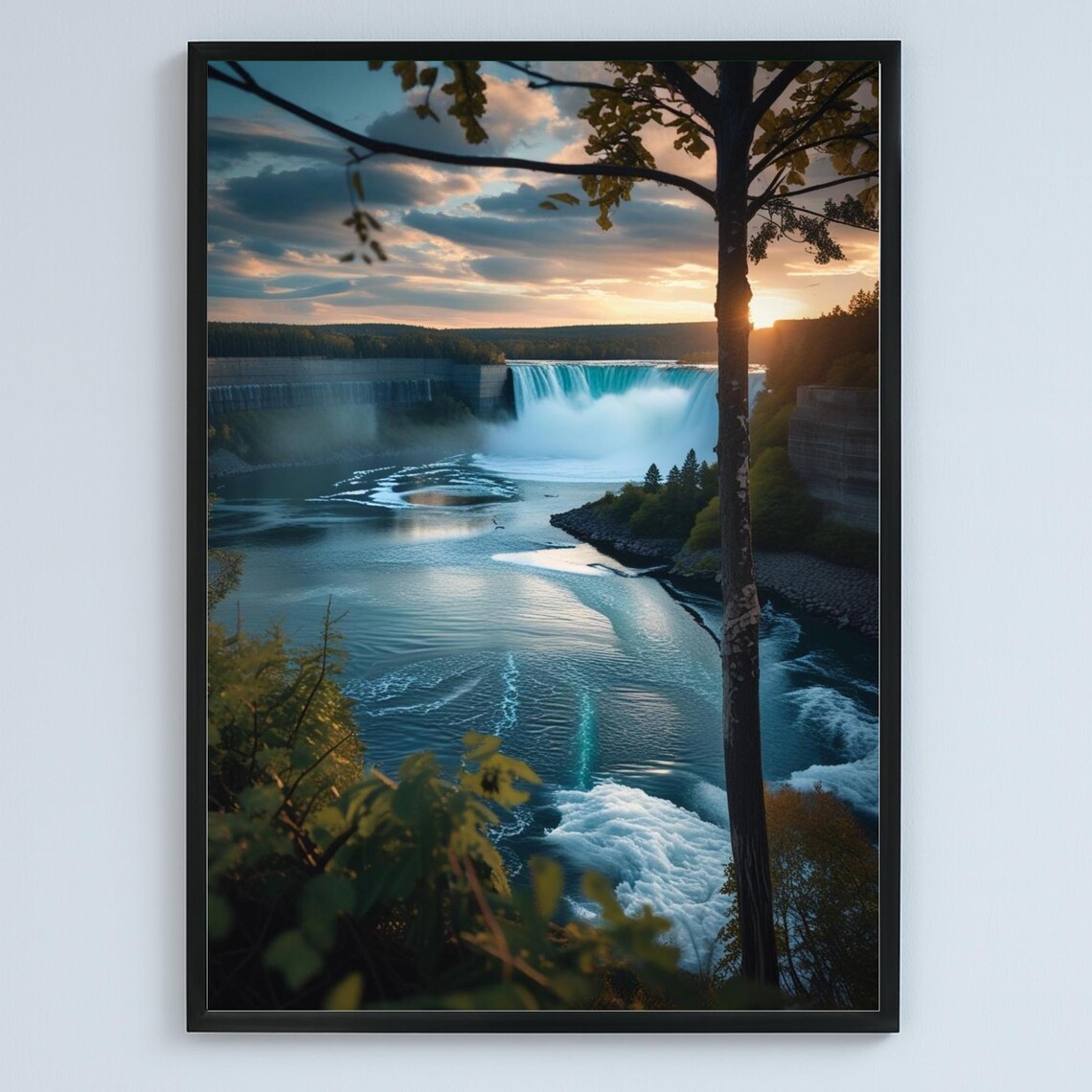 Niagara Falls Print, Realism Landscape Art Print