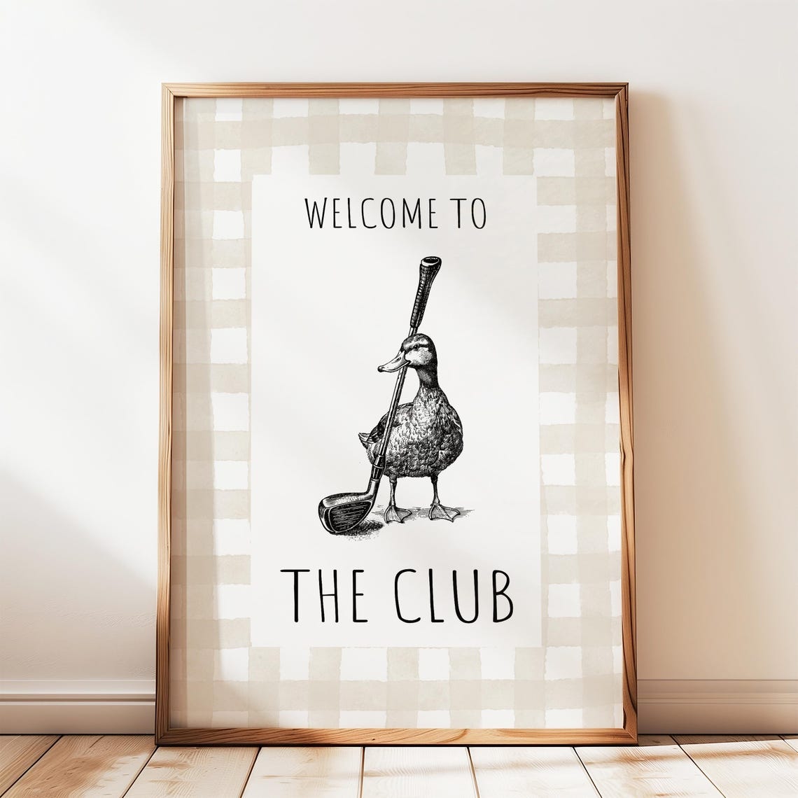 Welcome to the Club Hand Drawn Golf Duck Vintage Sketch Nursery Poster