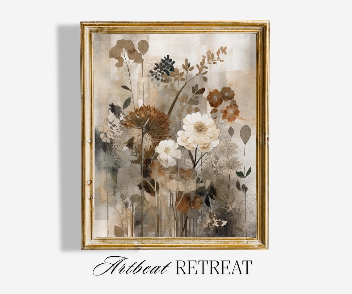 Japandi Floral Art Print, Minimalist Botanical Decor