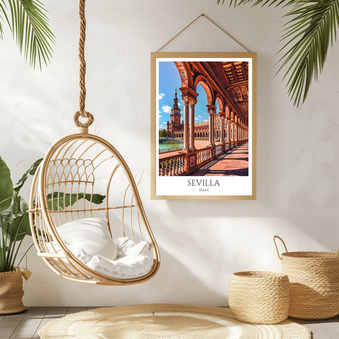 Sevilla Arched Arcade Plaza Andalusian Sun Spain Travel Poster - Image 2