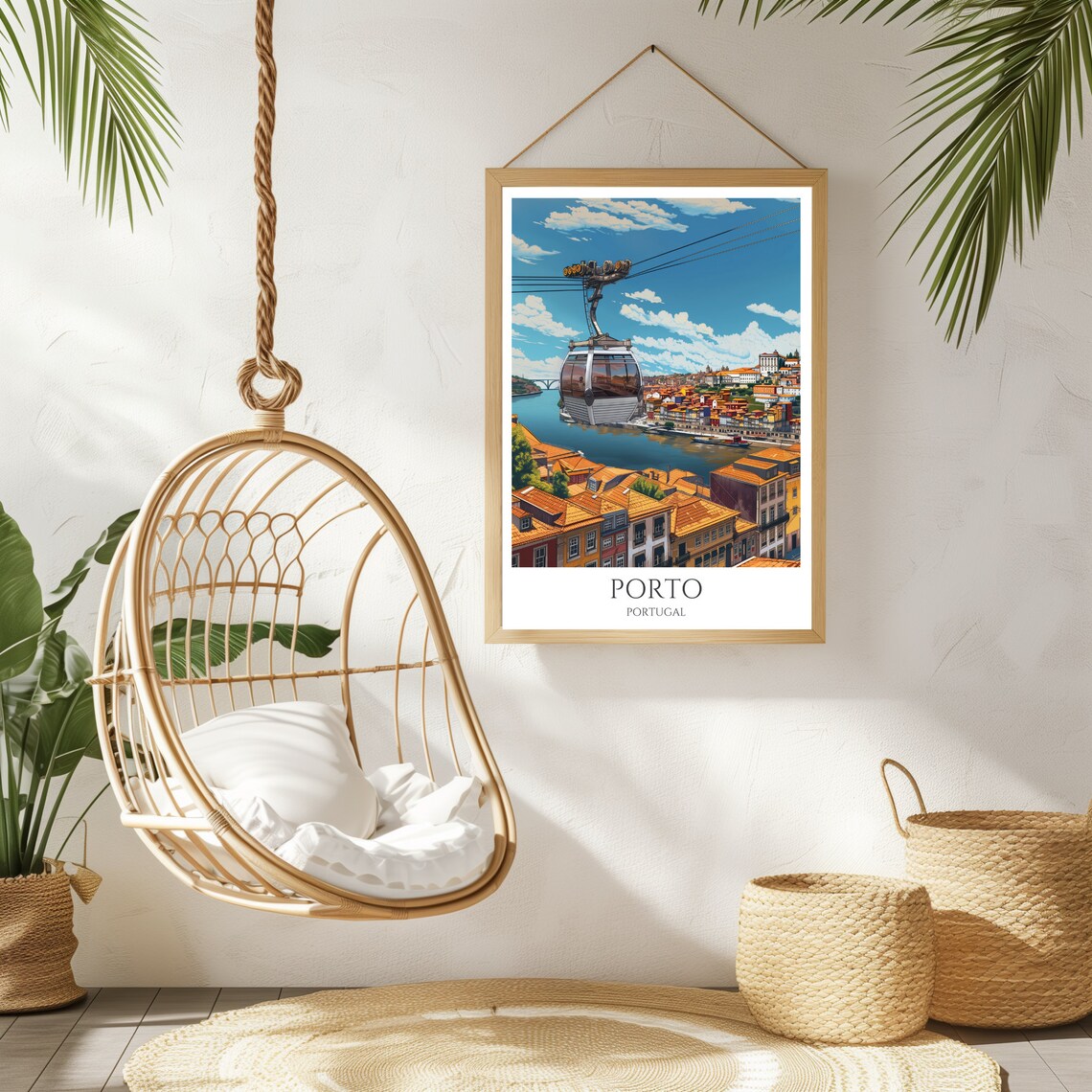 Porto Cable Car Ribeira River Douro Valley Portugal Travel Poster - Image 2
