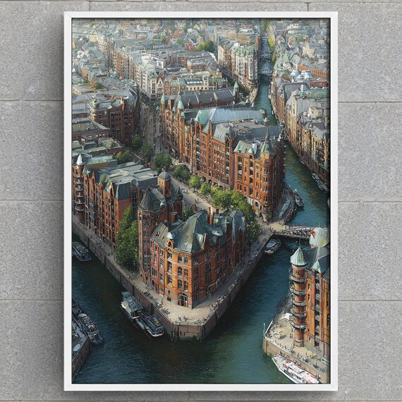 Hamburg Speicherstadt Brick Warehouses Canal Cityscape Poster
