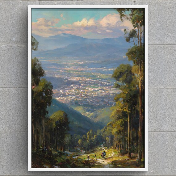 Mount Entoto Addis Ababa Art Print Ethiopia Cityscape View African Mountain Landscape Painting