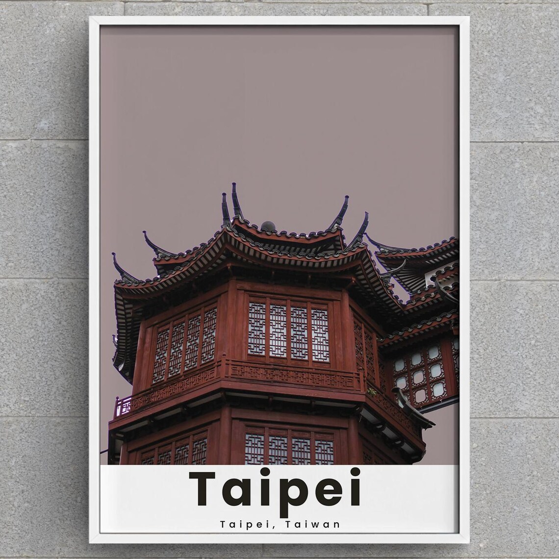 Taipei Taiwan Travel Poster Traditional Temple Architecture Photo