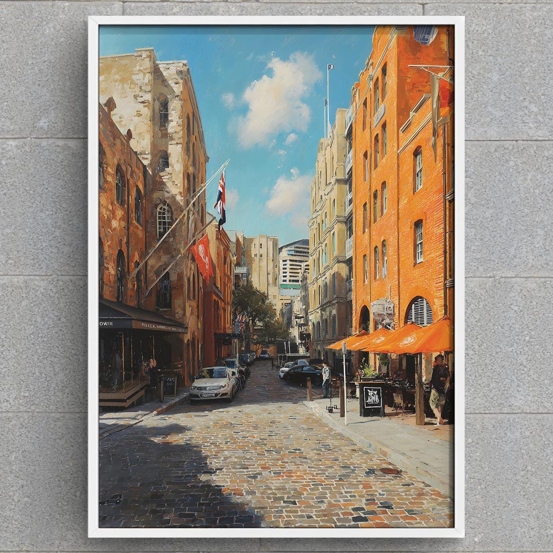 Sydney The Rocks Cobblestone Street Oil Painting Australia Poster