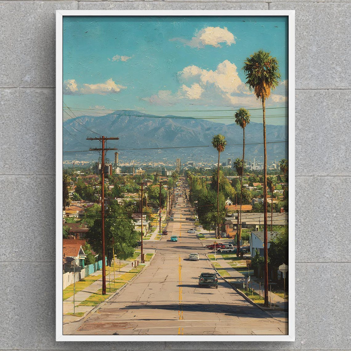 Compton Los Angeles Palm Tree Street Retro West Coast Art Poster