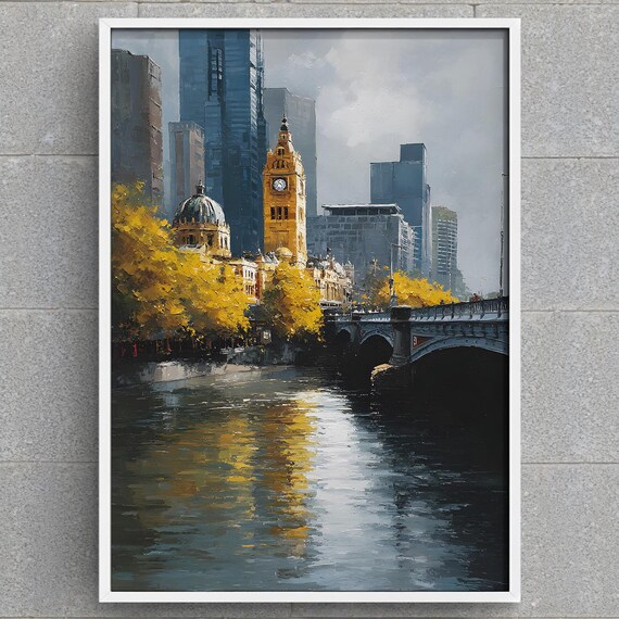 Melbourne Flinders Street Station Yarra River Cityscape Poster
