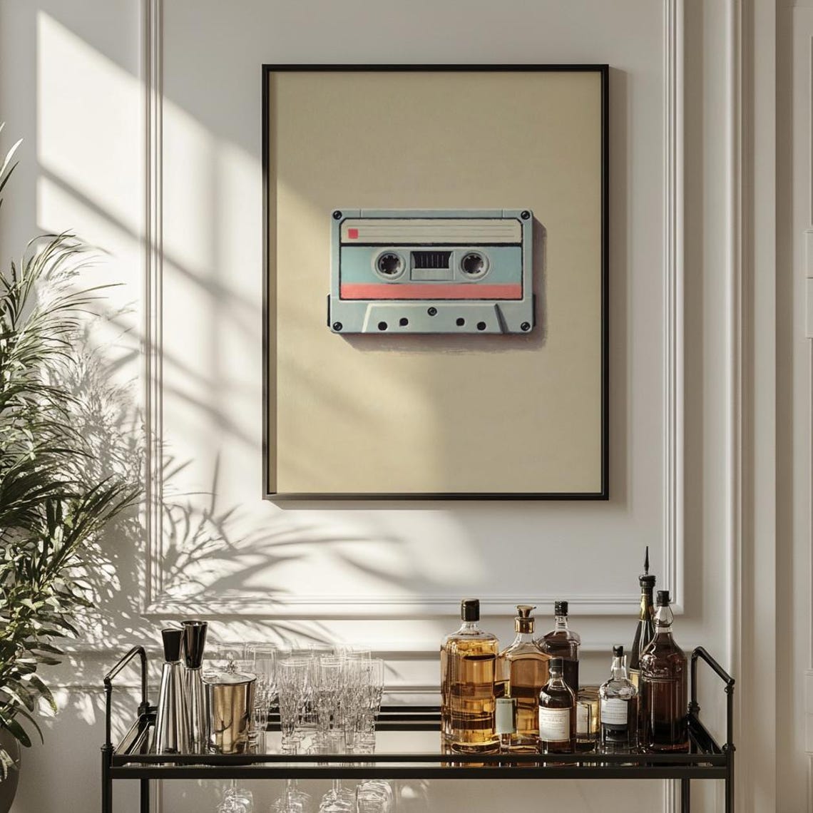 Retro Cassette Tape Minimalist Music Painting Bar Decor Wall Art - Image 4