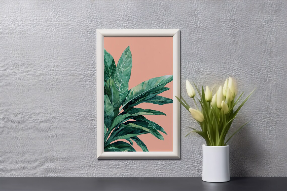Tropical Banana Leaf Botanical Art Print, Pink - Image 4