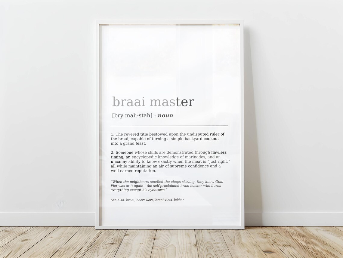 Funny Braai Master Definition Poster, South African Humor