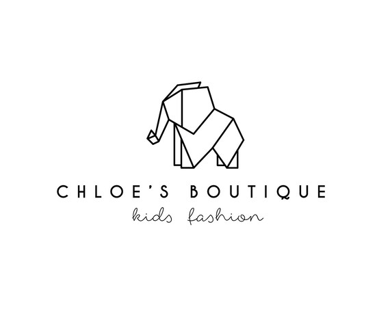 Chloes Boutique Kids Fashion Origami Elephant Logo Design Store Poster