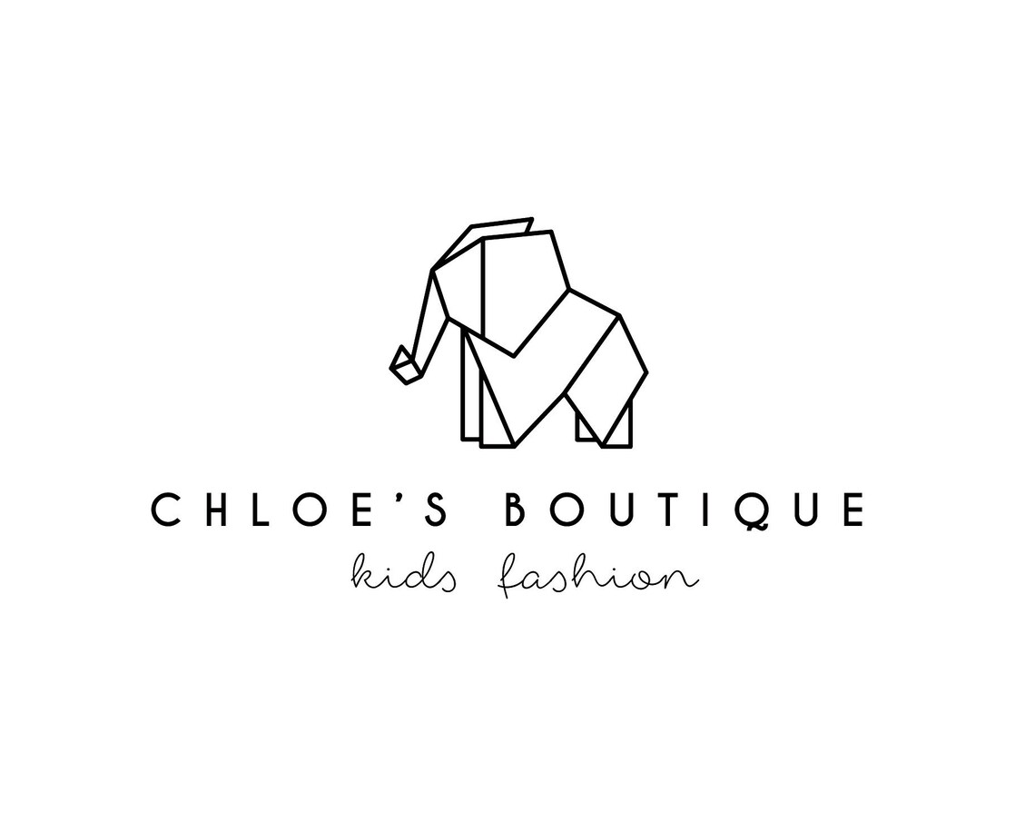 Chloes Boutique Kids Fashion Origami Elephant Logo Design Store Poster