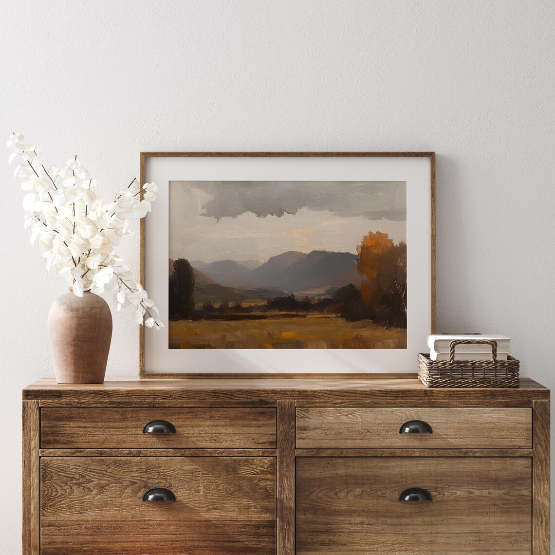 Moody Autumn Mountain Valley Landscape Oil Painting Decor Poster - Image 4