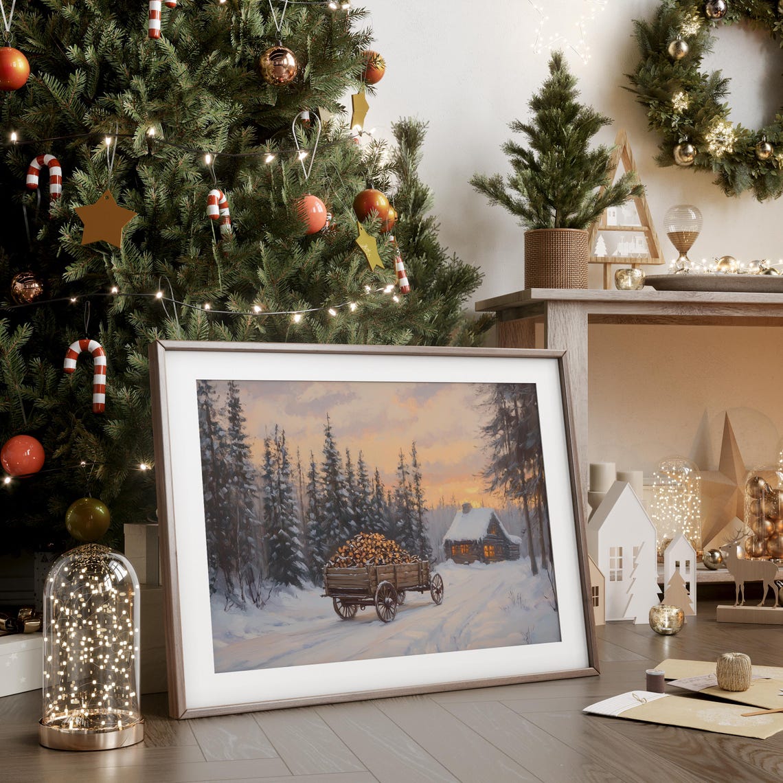 Countryside Frame Art Snowy French Farmhouse Print Moody Neutral Winter Wall Art Vintage Winter Farmhouse Christmas Decor For Home - Image 4