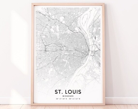 St Louis Map Print, Missouri Minimalist Art Poster